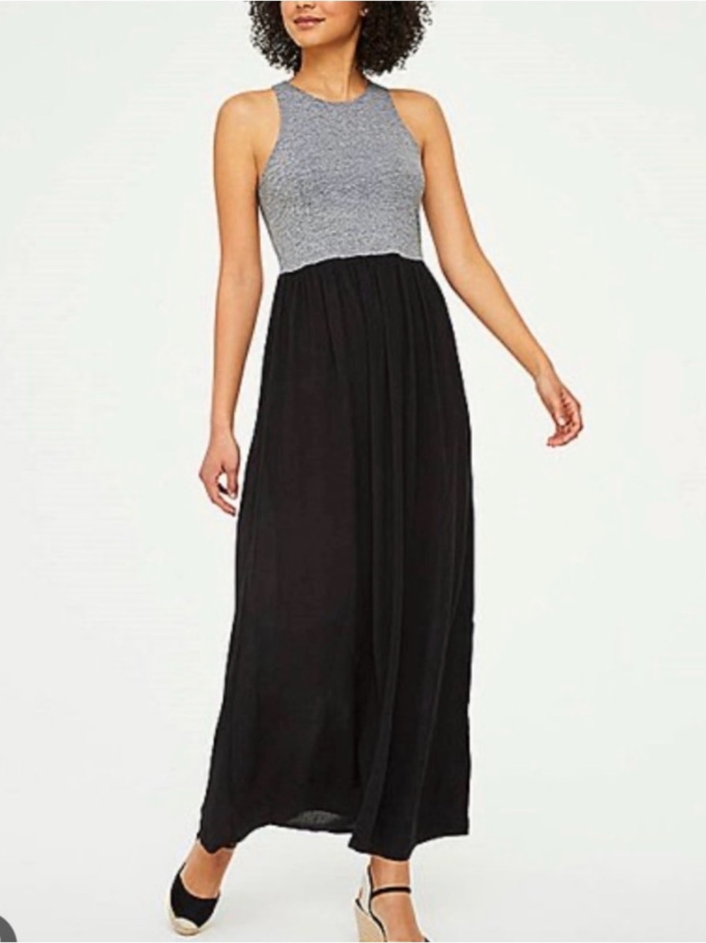 LOFT Grey & Black Colorblock Maxi Dress